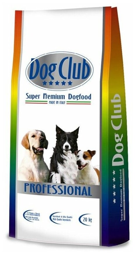 Корм для взрослых собак всех пород Dog Club Fitness Chicken, с нормальной физической активностью 20 кг
