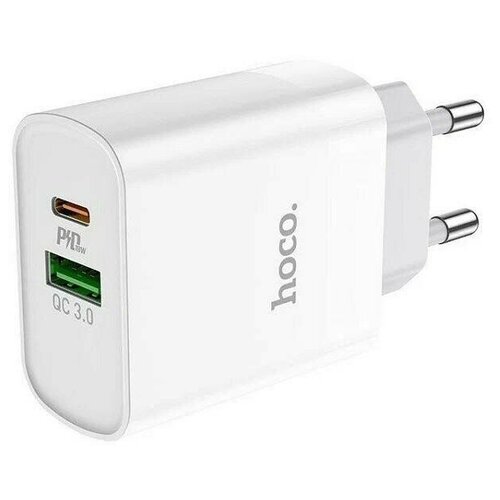 Блок питания Hoco C80A, USB 3.0, Type-C, белый сетевое зарядное устройство satechi 100w usb c pd wall charger 1xusb type c pd серый st uc100wsm eu