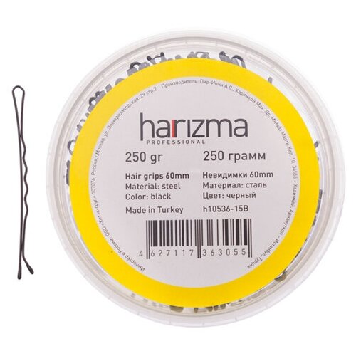 HARIZMA 60 мм волна черные 250 грамм harizma hairshop невидимки для волос черные набор 100шт