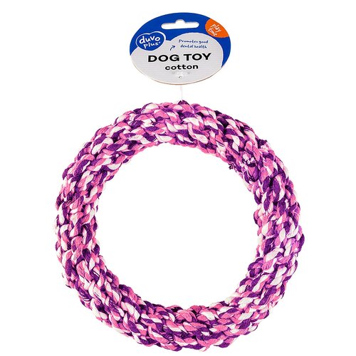 Игрушка для собак веревочная DUVO+ Кольцо, розовая, 14см (Бельгия) duvo игрушка для собак веревочная гантель с мячиками серо розовая 18см бельгия шт