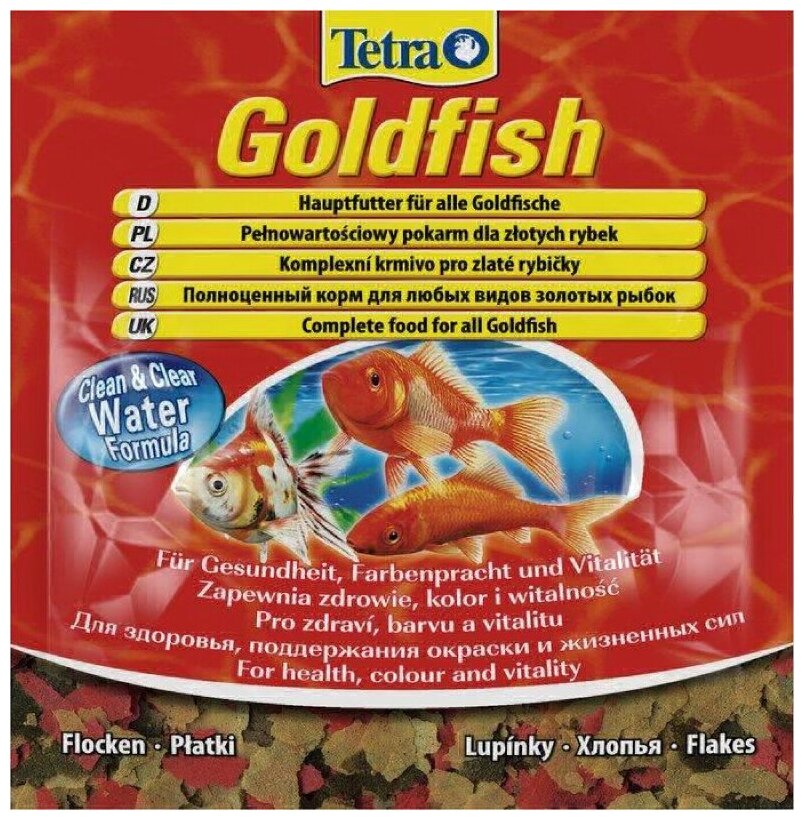 TetraGoldfish корм в хлопьях для всех видов золотых рыбок 12 г (sachet) - фотография № 8
