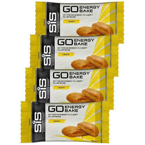 SiS, Углеводный энергетический батончик с начинкой GO Energy BAKE, 4шт по 50г (Лимон) углеводный энергетический батончик с начинкой sis go energy bake упаковка 12шт по 50г апельсин