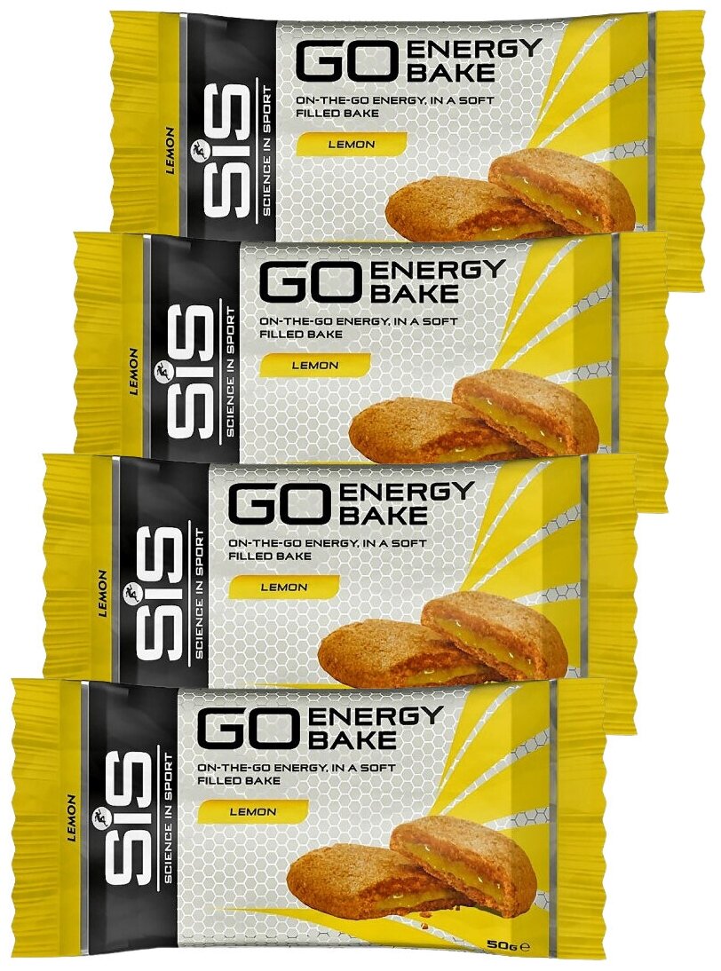 SiS, Углеводный энергетический батончик с начинкой GO Energy BAKE, 4шт по 50г (Лимон)