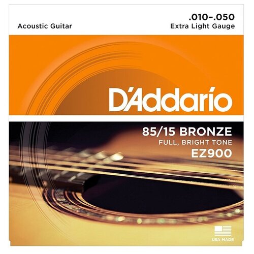 D Addario Ez-900 - струны для акустической гитары, бронза, 85/15, Extra Light, 10-50 ej15 phosphor bronze струны для акустической гитары фосфорная бронза extra light 10 47 d addario