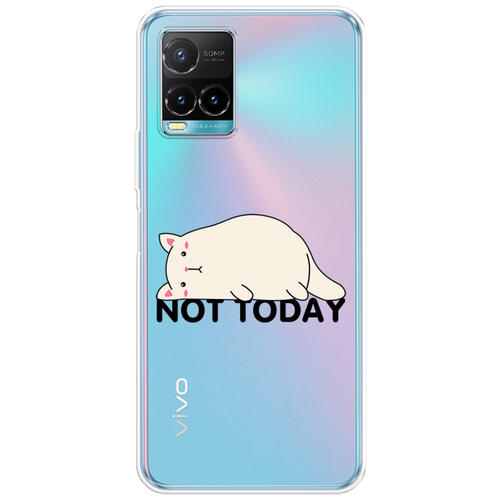 Силиконовый чехол на Vivo Y21 / Виво Y21 Cat not today, прозрачный