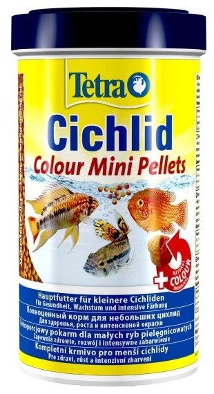 Корм для усиления насыщенности окраса цихлид Tetra Cichlid Colour Mini Pellets 500мл. мелкие шарики