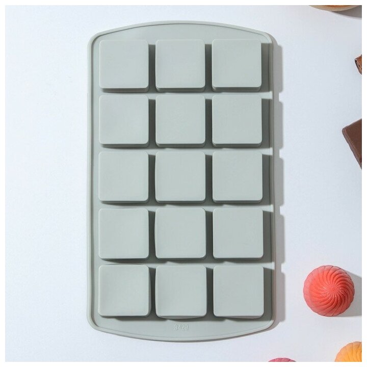 Форма для шоколада, льда и мармелада «Кьюб», 15 ячеек, 20×11,5×1,5 см. - фотография № 2