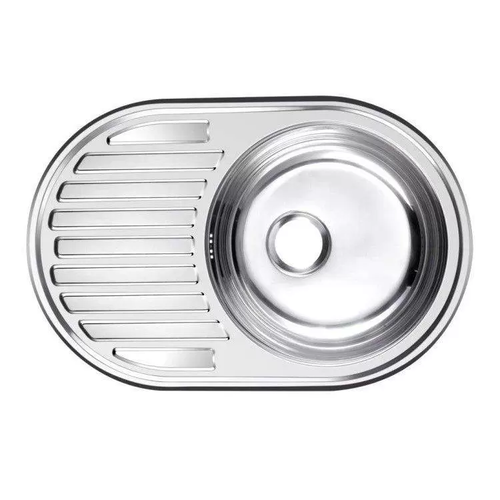 Мойка TDF овальная врезная с сушилкой слева 770х500х180х0,8 хром /12