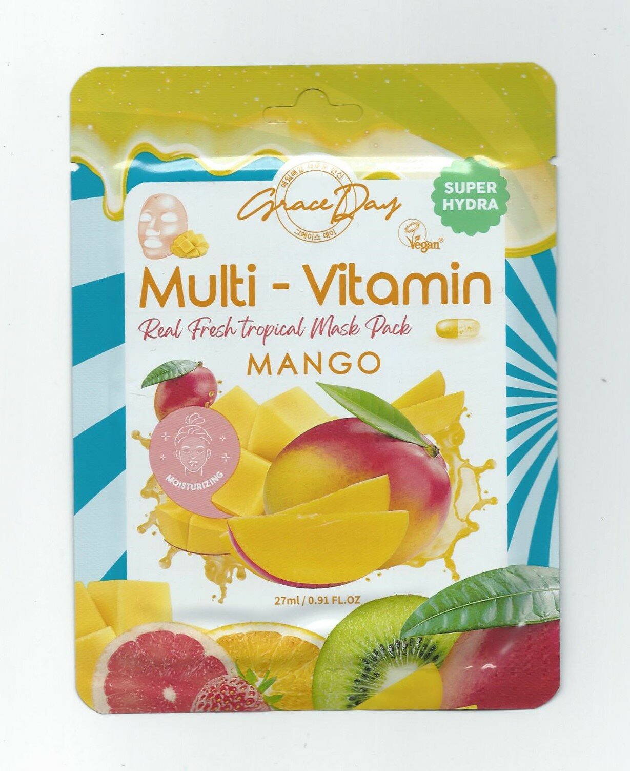 Маска для лица Grace Day Multi-Vitamin Real Fresh Tropical Mask Pack Mango с экстрактом манго, 27 мл - фото №9