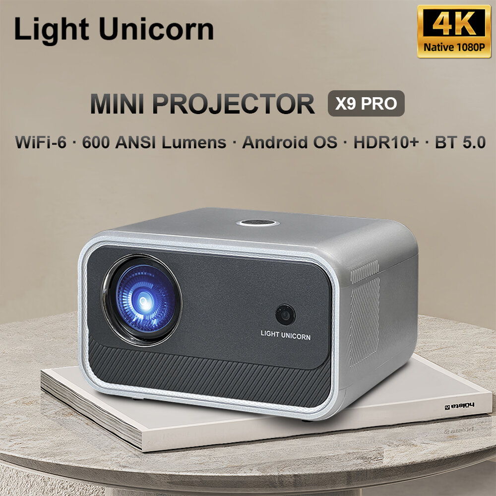 Мини - портативный проектор Light Unicorn X9 PRO 1080P с поддержкой 4K проектора Android Wifi 6