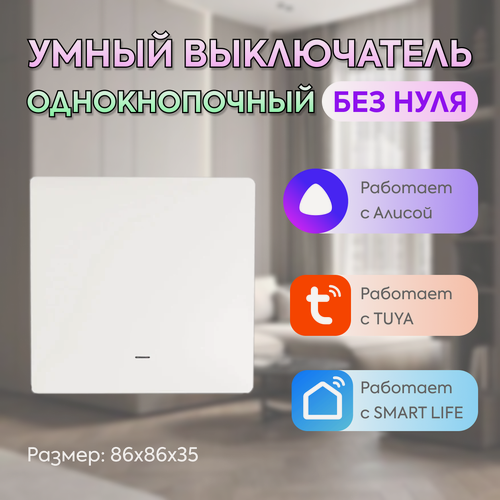 Изображение товара Умный одноклавишный выключатель Wi-Fi с Алисой от бренда ELDEV