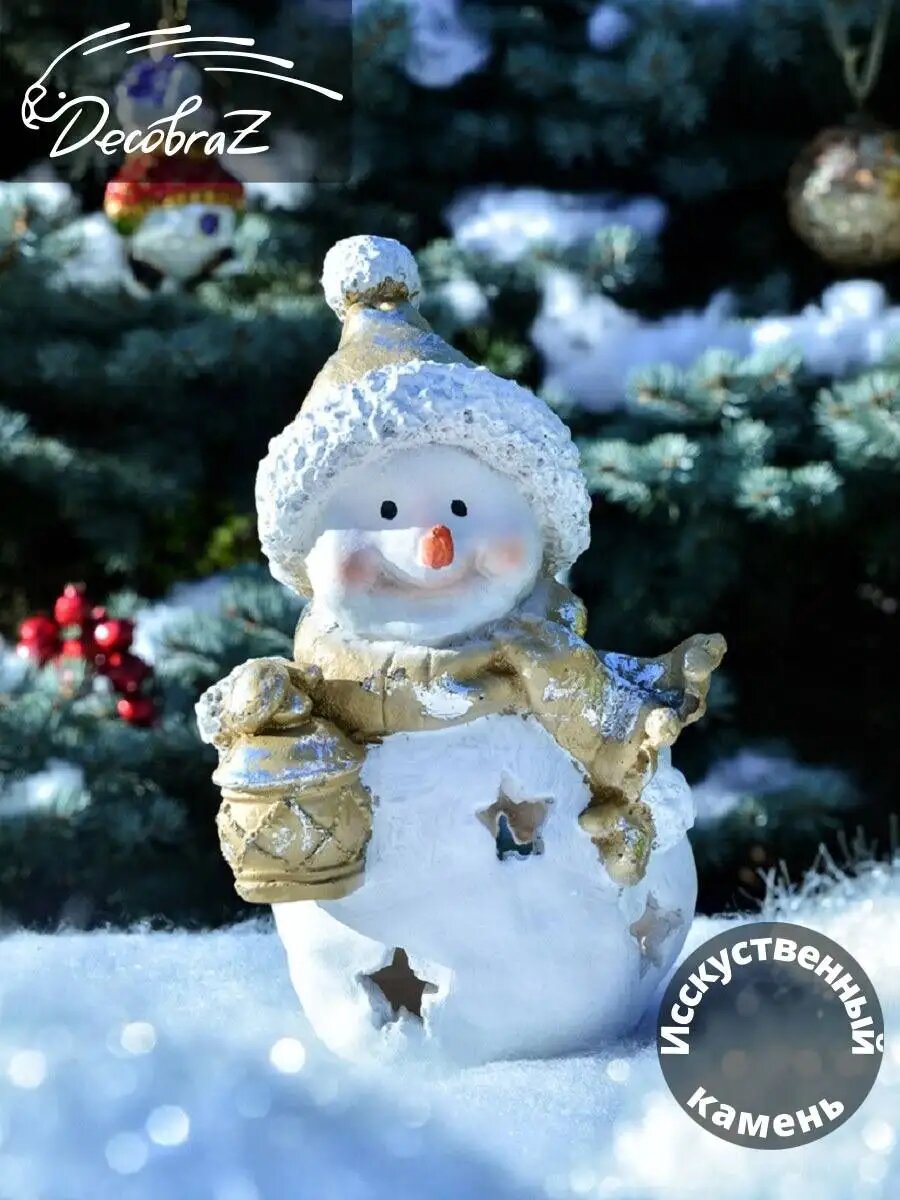 Новогодний декор игрушка снеговик