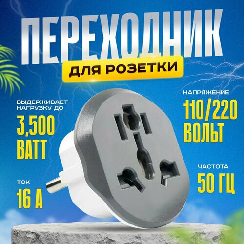 Евро переходник на все виды розеток / Сетевой адаптер UK/US/CN к обычной российской (европейской) розетке 1 шт