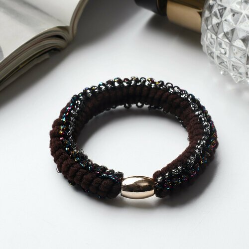 Резинка для волос Спорт классика полоса блеск 5 см коричневый 389₽