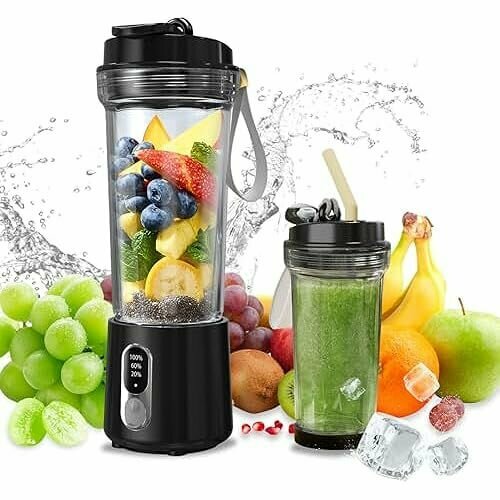 Блендер Smoothie Maker 500 мл Портативный блендер 2 лезвия из нержавеющей стали с герметичной крышкой и отверстием для питья съемный перезаряжаемый портативный миксер для приготовления молочных коктейлей смузи и фруктовых соков 1332700₽
