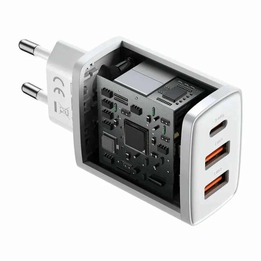 Сетевое зарядное устройство Baseus Compact Quick Charger 2U+C 30W, белый (CCXJ-E02) — фото 1