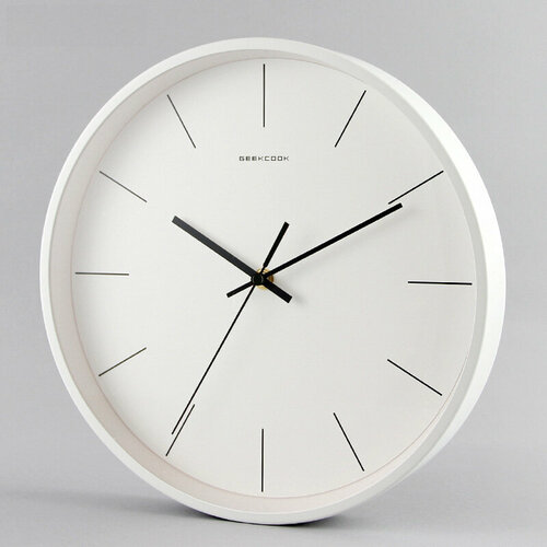 Часы настенные GeekCook, скандинавские, бесшумные, гальваническое покрытие, 12 дюймов, белые 12 дюймов (30 см), белый