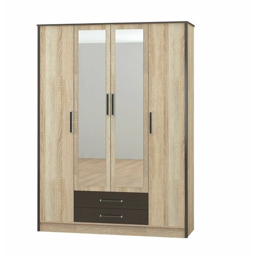 Шкаф 4-ств. Лирика, материал ЛДСП, цвет дуб сонома/венге, размер 220x162x54 см.