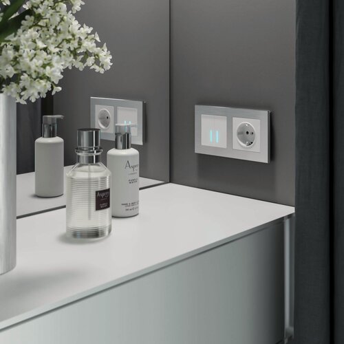 Изображение товара Рамка для розеток и выключателей Werkel Aluminium 2 поста, металл, цвет алюминий