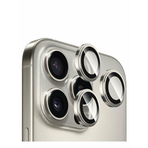 BlueO стекло для iPhone 16 Pro/16 Pro Max, Camera Lens SAPPHIRE Alloy 3 шт. Natural Titan (+instal) серый