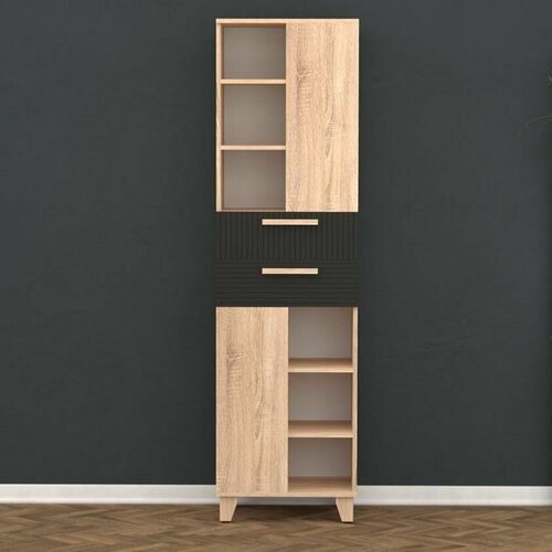 Пенал Копенгаген ЛДСП Дуб Сонома МДФ Черный матовый 12099₽