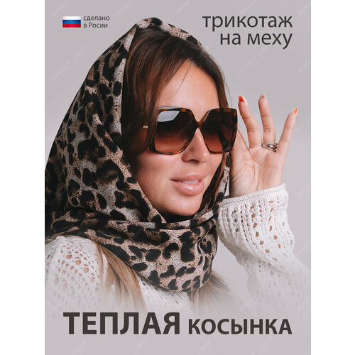 фото Платок bright light acc для женщин,132х62 см, бежевый/черный