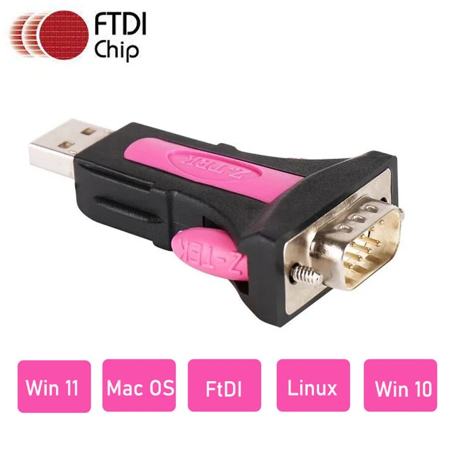 Адаптер преобразователя USB в RS232 FT232 Z0TEK ZE551A Чипсет FTDI Передача данных USB в DB9 для ОС Win 11/10/8/Mac, USB to RS232