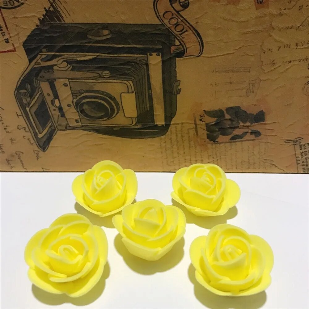 Искусственные розы QIMONTON 35 см Желтый 100pcs Foam Rose yellow