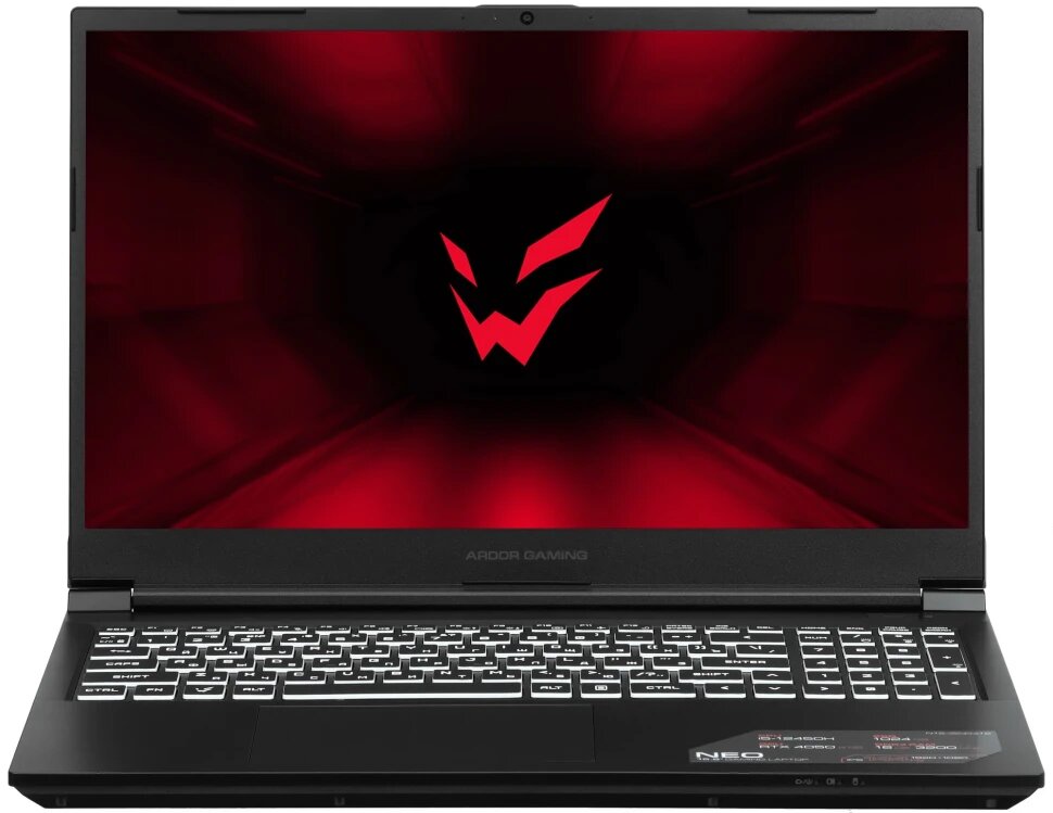 15.6" Ноутбук ARDOR GAMING NEO N15-I5ND412, Intel Core i5-12450H, DDR4 - 16 ГБ, SSD 1000 ГБ, GeForce RTX 4050 - 6 ГБ, без ОС, черный