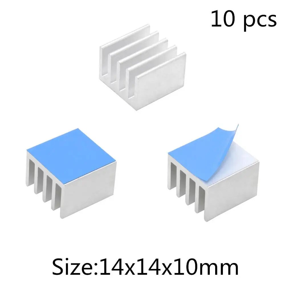 Радиатор для микросхем cotexer Aluminum heatsink with tape, 14x14x10mm