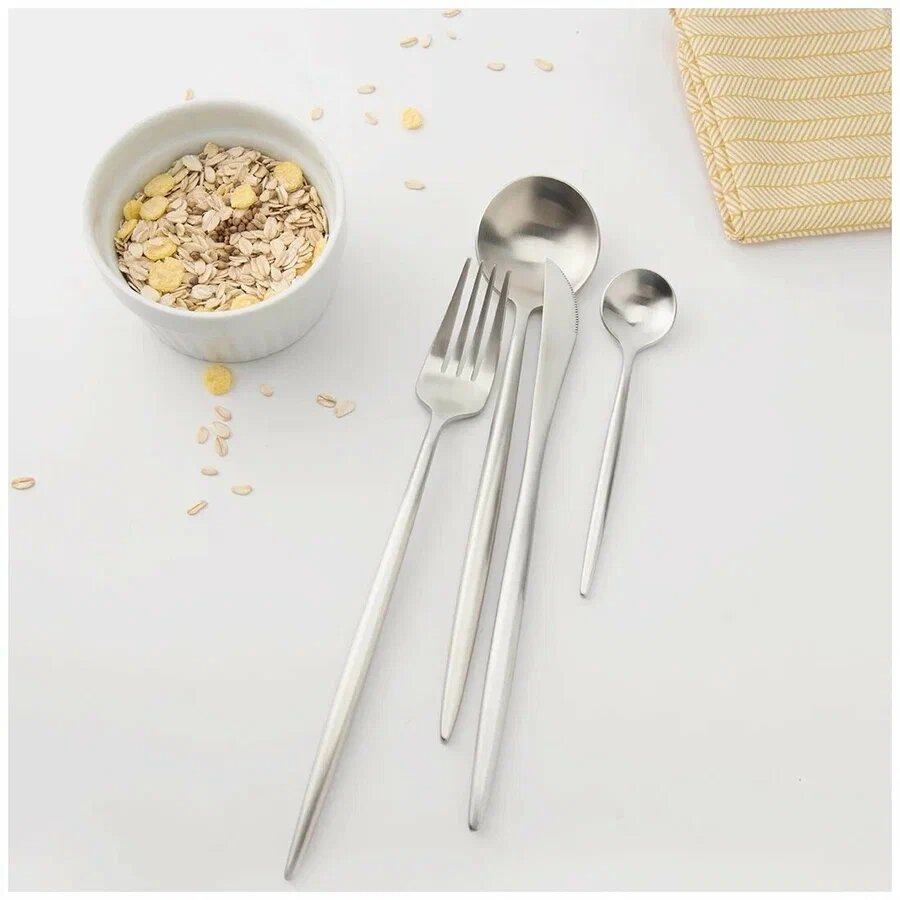 Столовые Приборы Xiaomi Набор столовых приборов Maison Maxx Stainless Steel Modern Flatware Set (4 предмета), серебристый, CN