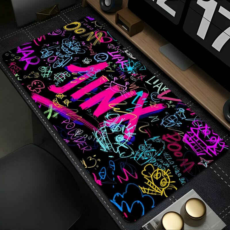 Масштабный игровой коврик для клавиатуры и мыши JINX League of Legends, печать рисунков высокой четкости, размер ковра для рабочего стола компьютерного офиса 40x90xxl
