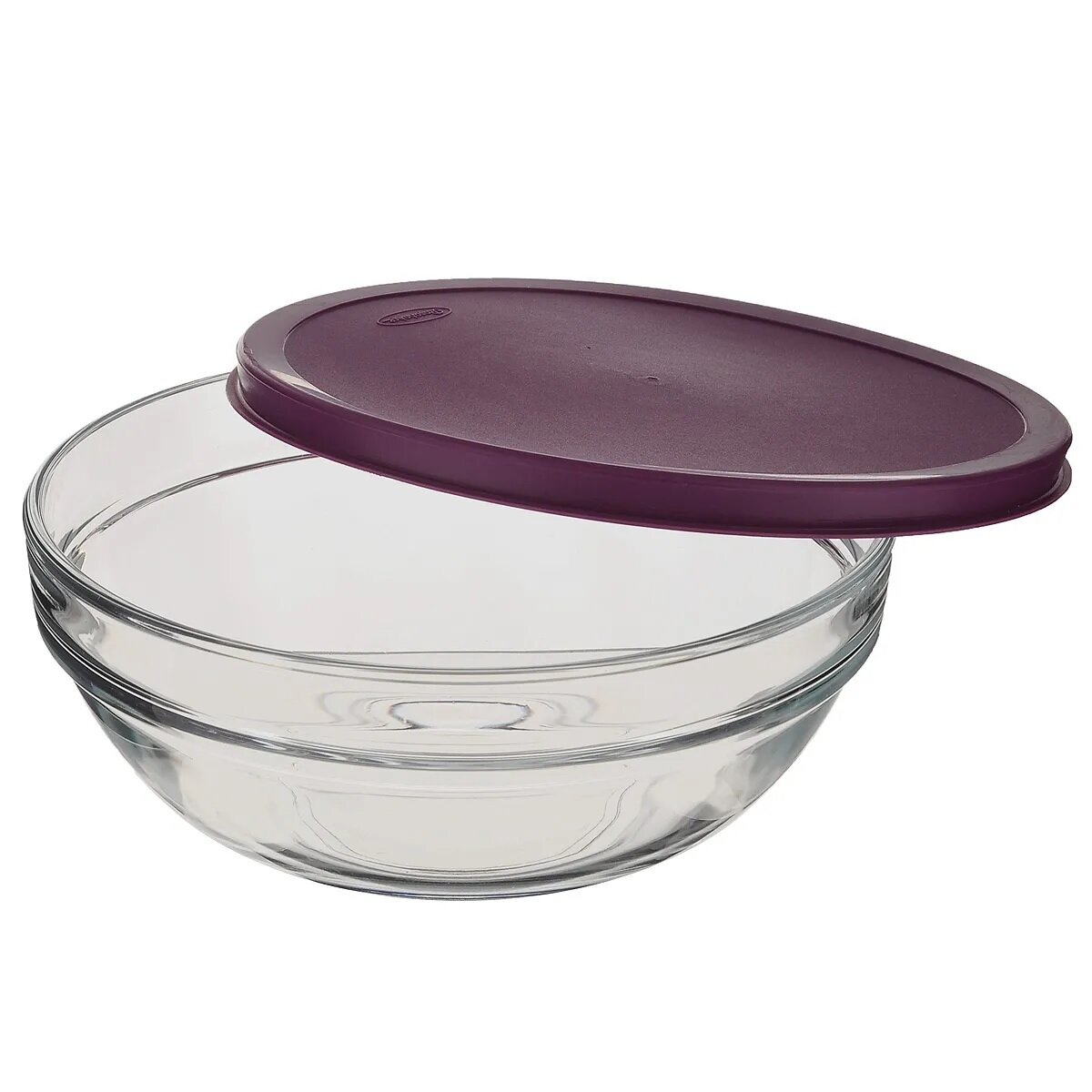 Салатники Pasabahce Chef's, стекло, прозрачные с пурпурными крышками, 20см — фото 1