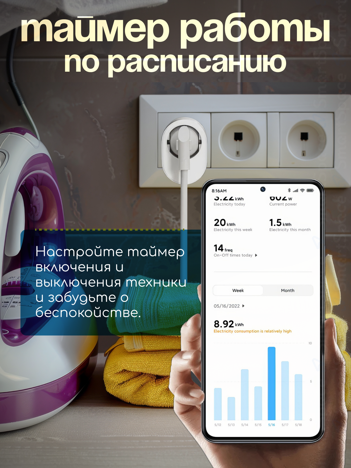 Умная розетка Xiaomi Smart Plug 2 EU Wi-Fi ZNCZ302KK (BHR6868EU) — фото 1