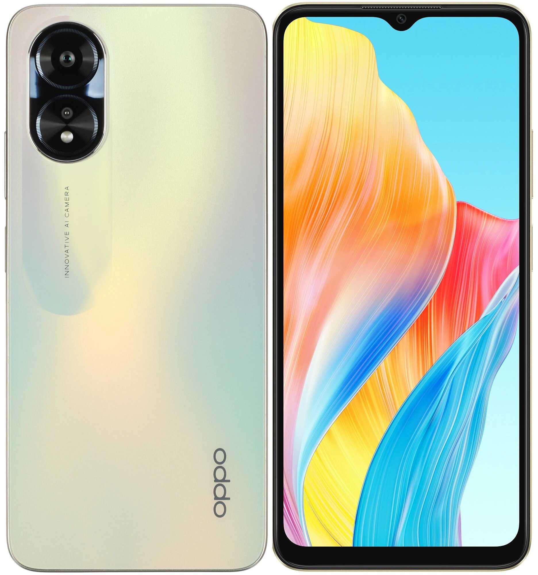 Смартфон OPPO, A38, 128 ГБ, 50 МП, золотистый, солнечная батарея
