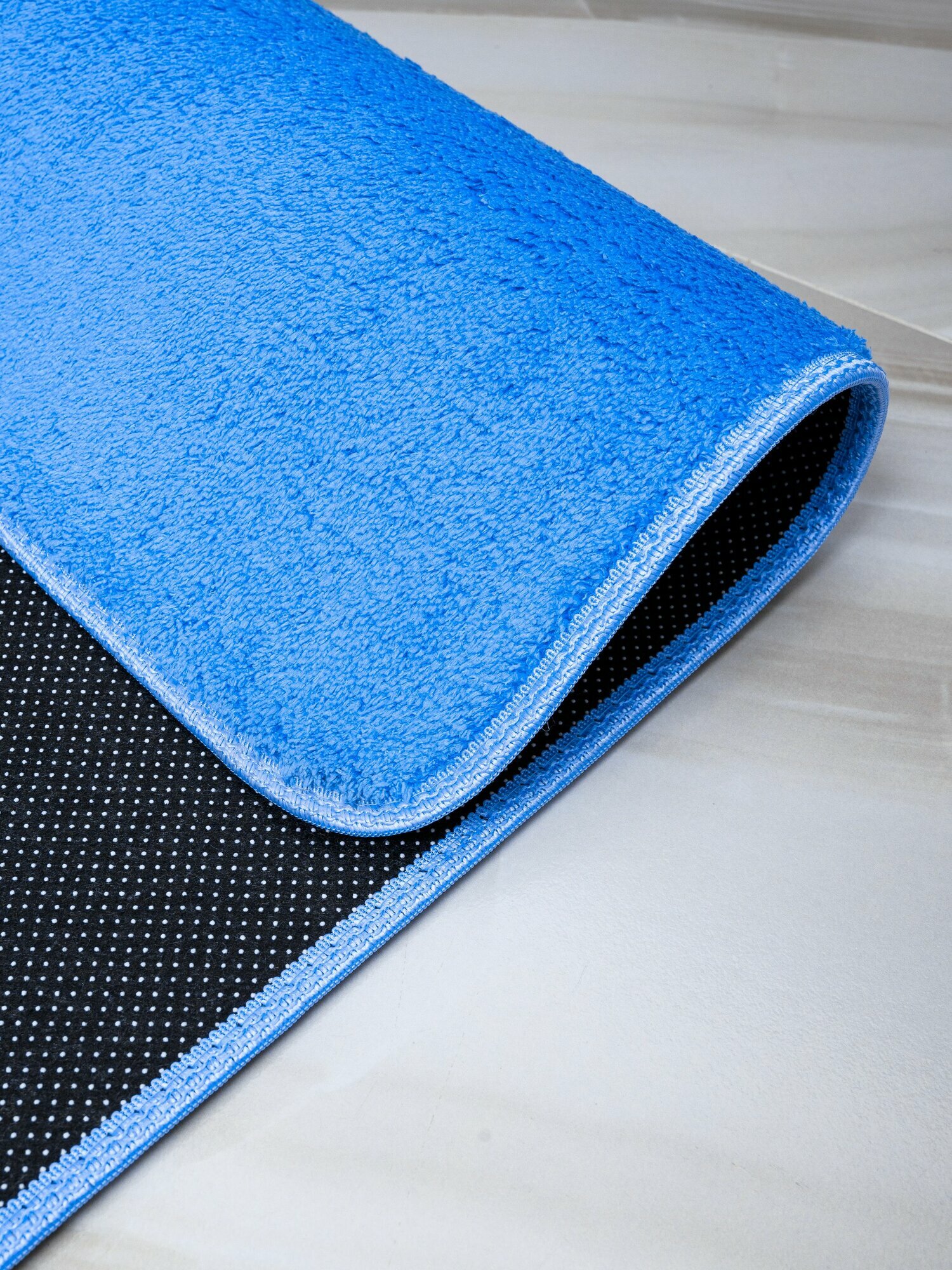 Коврик для ванной, 50x80 см, голубой, полиэстер, противоскользящий — фото 1