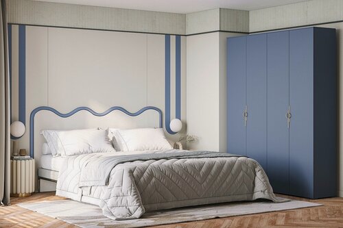 Изображение товара Шкаф распашной МебельЛэнд24 Белиз - 4 Альби Полуночно-синий 160x50x230 для одежды четырехдверный