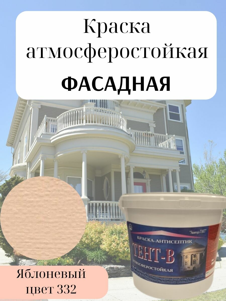 Краска фасадная атмосферостойкая влагостойкая для наружных работ светостойкая акриловая матовая Яблоневый цвет (5кг)