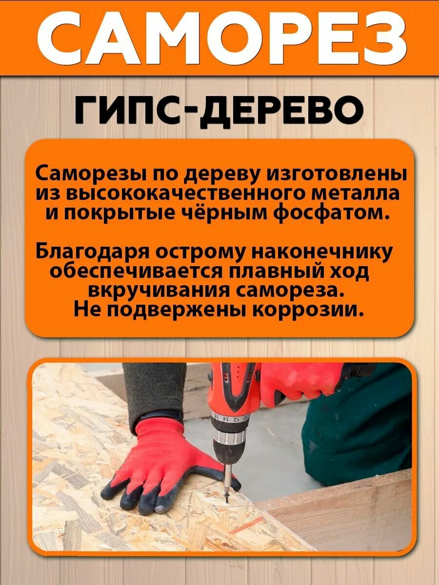 Саморезы СГД, по дереву, гипсокартону, нлмк, 4,2х70 мм, чёрные, в упак. 250шт — фото 1