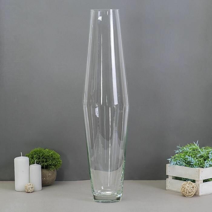 Ваза для цветов; стекло; D8 см, H30 см. — фото 1