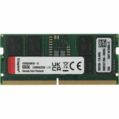 Kingston Память оперативная 16GB 5600MT s DDR5 Non-ECC CL46 SODIMM 1Rx8 6411₽