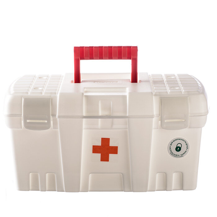 Аптечка Keeplex Family doctor с защелкой и ручкой большой, 38х21х19,5 см, белая