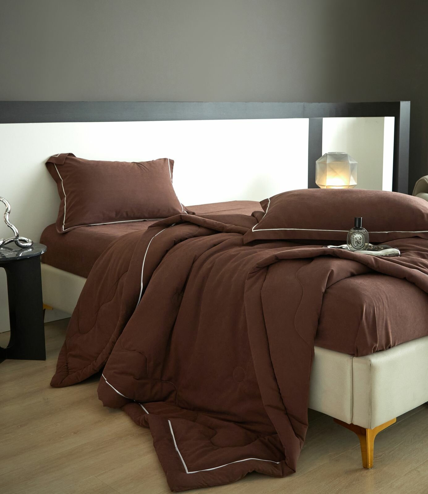 Постельное белье с одеялом евро, бархатный сатин, хлопок MEN-27A — фото 1