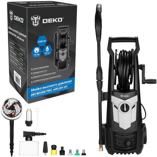 Мойка высокого давления Deko DKCW2400 PRO с комплектом форсунок (085-2035)