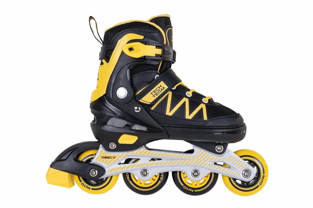 Ролики Mito AL, раздвижные, полиуретан, АВЕС7, 34-37 размер, желтые