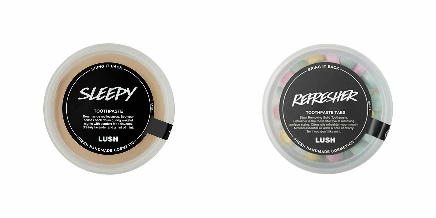 LUSH Набор для чистки зубов, паста Sleepy 120 гр + таблетки с пастой Refresher 50 гр