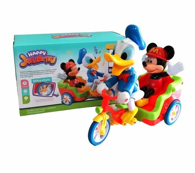 Музыкальная игрушка, Мышка с уточкой на велосипеде, 3+