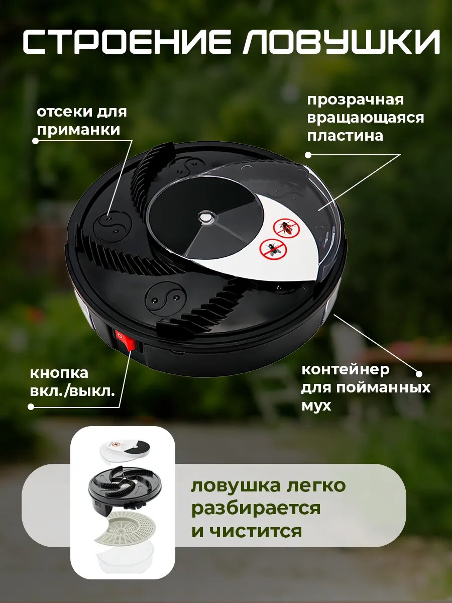 Мухоловка черная круглая, мухоловка аккумуляторная, от комаров и насекомых, антимоскитная мухобойка — фото 1