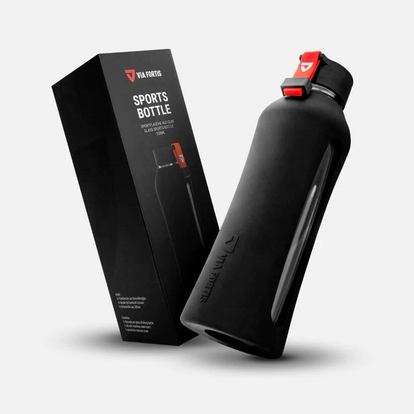 Decathlon Бутылка для воды, спортивная, стеклянная VIA FORTIS 550 мл, черная