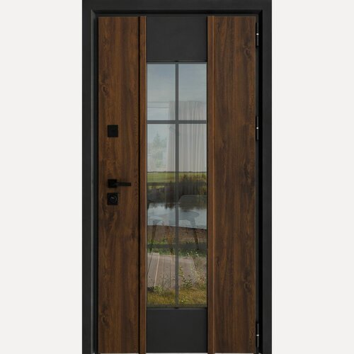Изображение товара Входная дверь Гриндорс Villa Glass. 960х2050 Левая. Стеклопакет, дуб тёмный/белое дерево